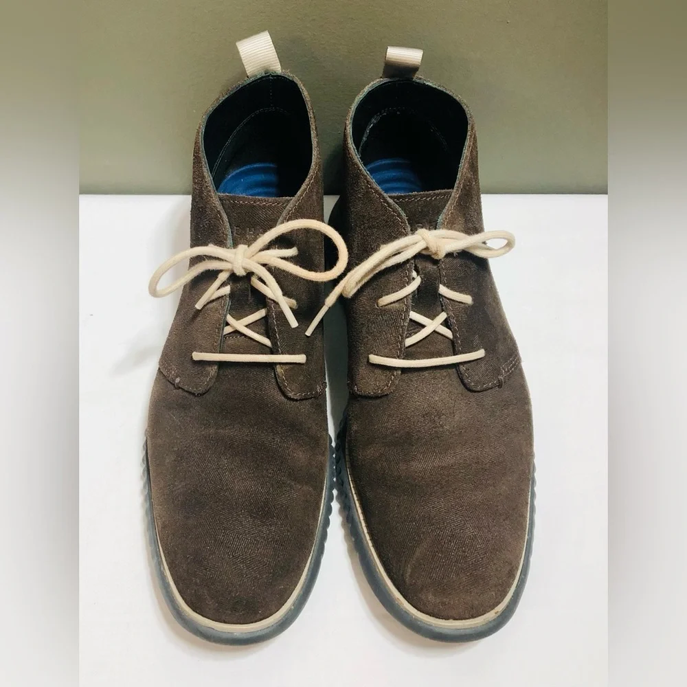 Cole Haan 2.zerogrand Chukka Boot US 9.5 Brown Embossed Suede Men EUC Shoe Boot
